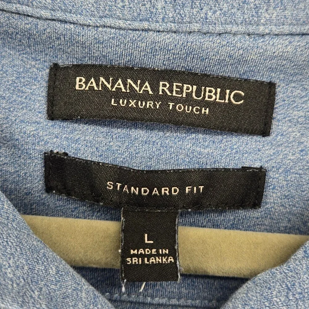 Banana Republic Men's Cotton Polo - L Navy/Light Blue